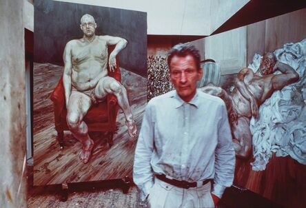 Bruce Bernard, ‘Lucian Freud with two portraits of Leigh Bowery’, 1990