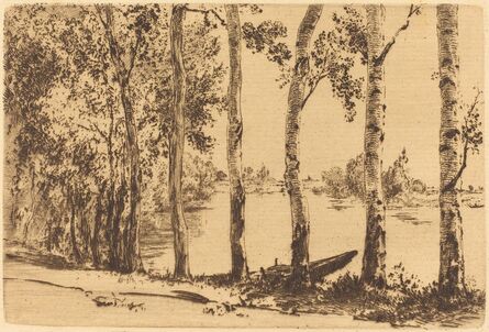 Félix Bracquemond, ‘Poplars Along the Seine’