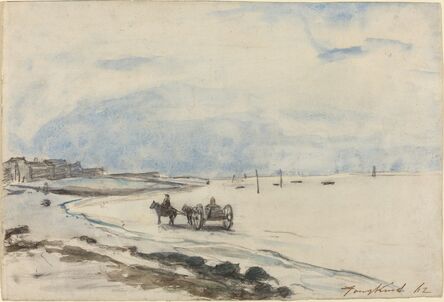 Johan Barthold Jongkind, ‘Cart on the Beach at Etretat’, 1862