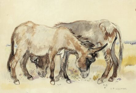 Ludwig Heinrich Jungnickel, ‘Two Dalmatian Donkeys, Feeding’, ca. 1932