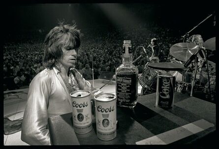 Ethan Russell, ‘Keith Richards with Jack & Coors, 1972, Rolling Stones, Music Photography, Black and White Print ’, 1972