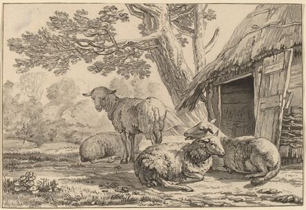 Cornelis Ploos van Amstel and Cornelis Brouwer after Karel Dujardin, ‘Sheepcote’, 1781