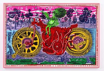 Grayson Perry, ‘Selfie with Political Causes (woodcut)’, 2018