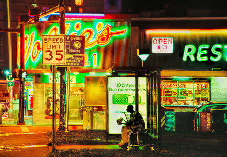Mitchell Funk, ‘Old Miami Beach at Night - Ethereal Wolfie's Restaurant Neon’, 2000