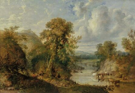 British School, ‘Animated River Landscape with Figures and Cattle’