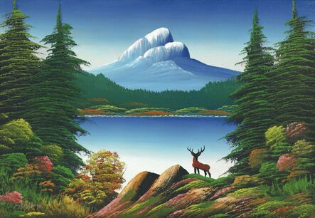 Levine Flexhaug, ‘Untitled (Mountain lake with deer)’, n.d.