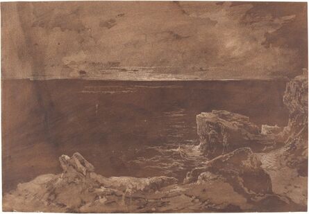 William West or Samuel Jackson, ‘A Rocky Coast by Moonlight’, late 1820s