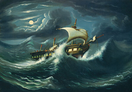 Thomas Chambers, ‘Storm-Tossed Frigate’, mid 19th century