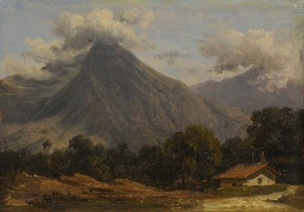 Attributed to Jean-Baptiste Louis Gros, ‘Two South American Landscapes: (1) Vue d'habitation au pied d'un volcan (2) Vue animée d'un lac au pied de volcans’