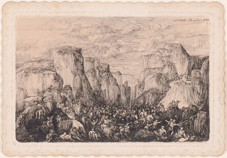 Rodolphe Bresdin, ‘Battle in a Rocky Landscape (Bataille dans un Paysage Rocheux)’, 1865