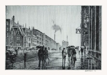 Martin Lewis, ‘Rain on Murray Hill.’, 1928