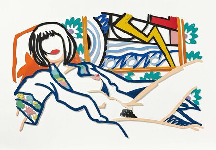 Tom Wesselmann, ‘Monica with Lichtenstein (Floral Wallpaper)’, 1988-90