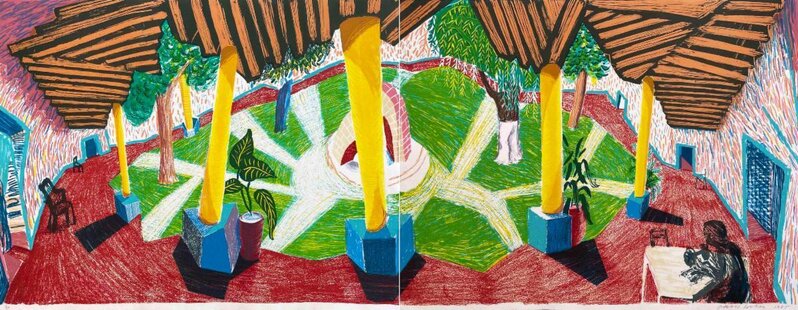 David Hockney, ‘Hotel Acatlan: Two Weeks Later, from Moving Focus’, 1985, Print, Lithograph in colors, on two sheets of TGL handmade paper, Upsilon Gallery