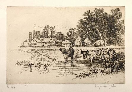Francis Seymour Haden, ‘Cowdray Castle (with cows)’, 1882
