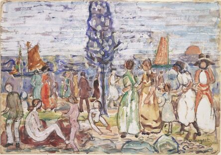 Maurice Brazil Prendergast, ‘Beach with Blue Tree’, between 1917 and 1918