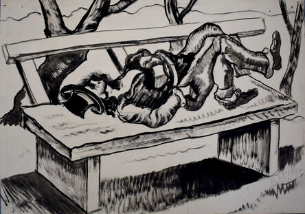 Hugó Scheiber, ‘Vagabond Lying on the Bench’, 1920/'30s