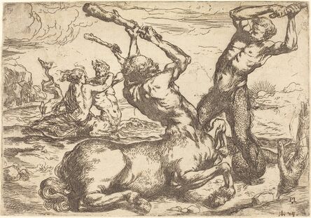 Circle of Jusepe de Ribera, ‘Battle between a Centaur and a Triton’