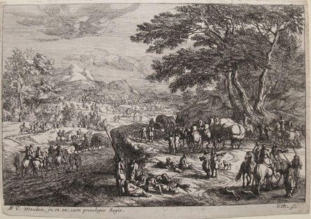 Jan van Huchtenburgh, ‘Landscape with Marching Soldiers’, Late 1600s