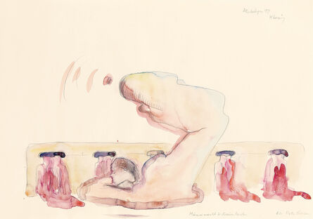 Maria Lassnig, ‘Männermacht and Frauenleiden’, 1991