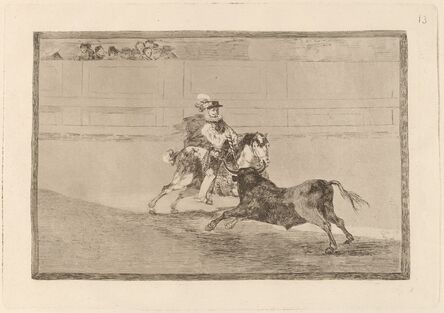 Francisco de Goya, ‘Un caballero espanol en plaza quebrando rejoncillos sin auxilio de los chulos (A Spanish Mounted Knight in the Ring Breaking Short Spears without the Help of Assistants)’, in or before 1816