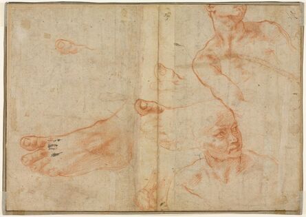 Michelangelo Buonarroti, ‘Figure Studies for the Sistine Ceiling (verso)’, 1510-1511