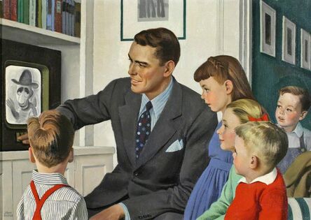John Philip Falter, ‘Father and children in front of TV ’, ca. 1950