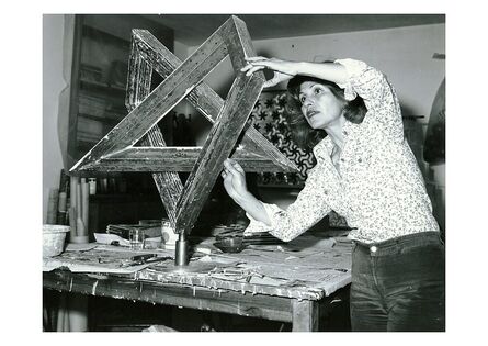 Monir Shahroudy Farmanfarmaian, ‘Monir Shahroudy Farmanfarmaian in her studio working on Heptagon Star, Tehran, 1975’, 1975