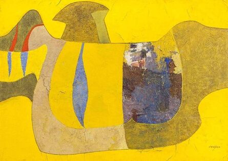 Jose Delgado Zuniga, ‘PAJARO AMARILLO, The Yellow Bird. Latin American Mixed Media Painting’, 1970-1979