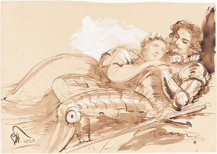 Sir George Hayter, ‘A Maiden Embraced by a Knight in Armor’, 1838