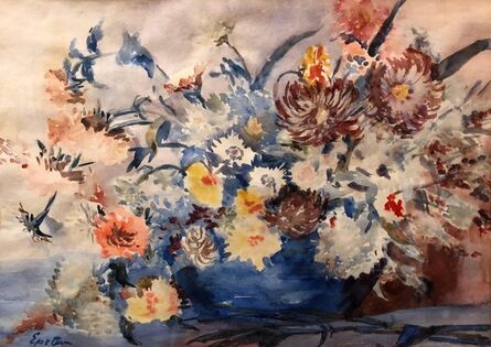 Jacob Epstein, ‘British Modernist Vibrant Watercolor Painting of Flowers’, 1930-1939