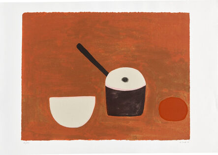 William Scott (1913-1989), ‘ White Bowl, Black Pan on Brown, 1970’, 1970