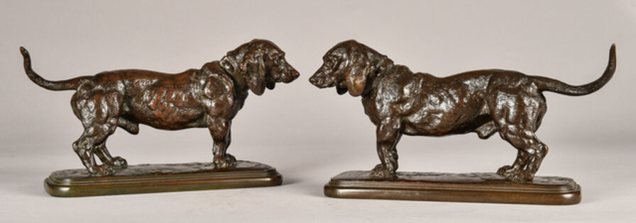 A Pair of Standing Bassets