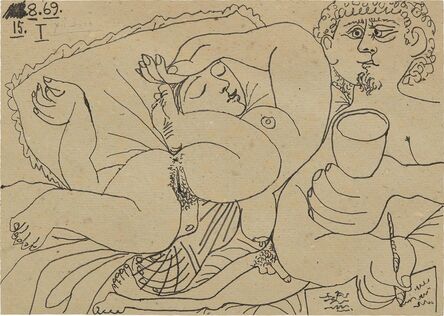 Pablo Picasso, ‘Nu couché et homme écrivant (Sleeping Nude and Man Writing)’, Executed on 15 August 1969