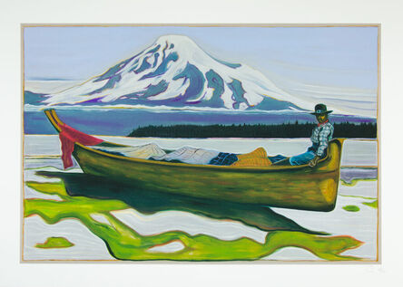 Billy Childish, ‘Salish Canoe and Mount Tahoma’, 2023