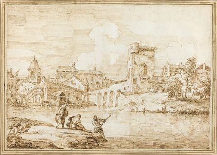 Marco Ricci, ‘A Fortified Village along a River’, 1720s