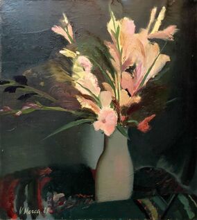 Vita Merca, ‘Bouquet of Flowers Latvian Modernist Floral Oil Painting’, 1980-1989