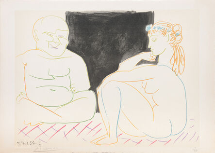 Pablo Picasso, ‘(The Two Thinkers.) Untitled from Suite de 15 dessins de Picasso. ’, 1954