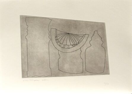 Ben Nicholson, ‘Turkish sundial between two Turkish forms’, 1967