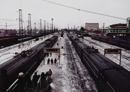 Keizo Kitajima, ‘14/3/1991 Novosibirsk, Russian SFSR. Trains rest at Novosibirsk station in western Siberia. When the railway in Siberia was constructed, Novosibirsk was then at the intersection of two great transportation routes- the rivers and railways. The city......’, 1991-printed 2001