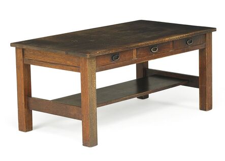 Gustav Stickley, ‘Three-drawer library table’, ca. 1907-12