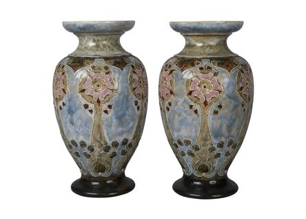 Royal Doulton, ‘a pair of Stoneware 'Tudor' rose vases by Eliza Simmance’, Date letter for 1903