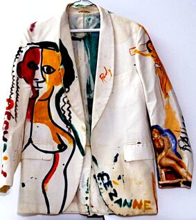 Robert Rauschenberg, ‘The Art Jacket (honoring Picasso, Cezanne, Monet & Gaugin), hand painted by Raul "Rudy" Ramirez, hand signed (autographed on camera by Robert Rauschenberg)’, 1982