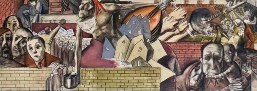 WPA Mural Study Mid-Century Modern American Scene Social Realism Workers