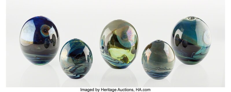 John Lewis, ‘Set of Five Moon Vases’, 1970 & 1974, Design/Decorative Art, Fused glass, Heritage Auctions