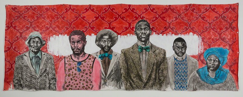 Bambo Sibiya, ‘Custodians of the Swenka Movement ’, 2017, Painting, Charcoal and acrylic on canvas, Larkin Durey