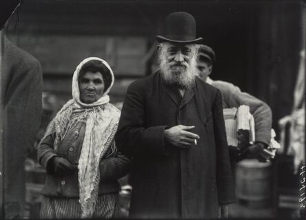 Lewis Wickes Hine, ‘Bearded Man and Woman with Wig and Shawl, Lower East Side, New York City’