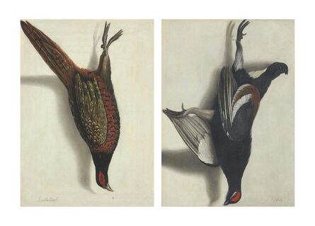Cornelis Biltius, ‘A trompe l'oeil of a hanging pheasant; and A trompe l'oeil of a hanging black grouse’