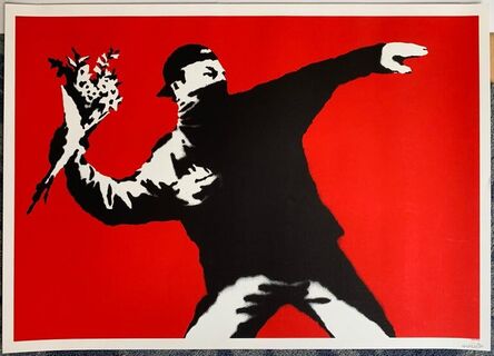 Banksy, ‘LOVE IS IN THE AIR Signed Authenticated Contemporary British Screenprint 34/500’, 2003