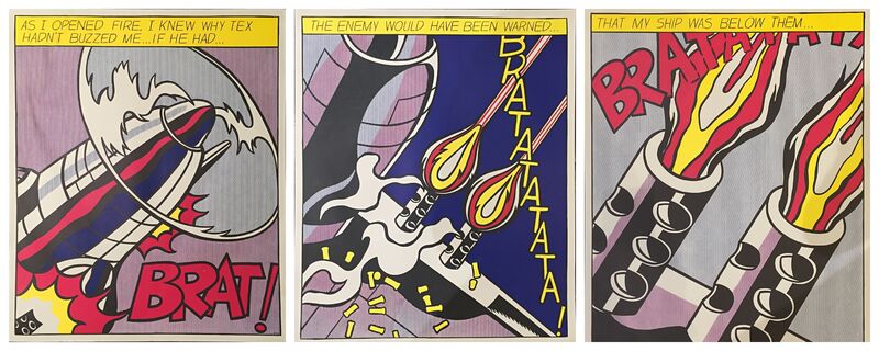 Roy Lichtenstein, ‘As I Opened Fire... (Triptych)’, 1997 , Print, Off-set lithograph in colors, Off The Wall Gallery