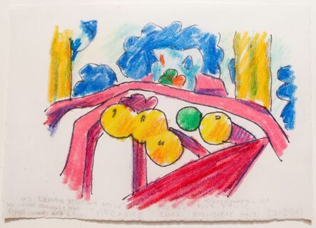 Tom Wesselmann, ‘Sunset nude with Matisse apples on pink tablecloth (study)’, 2003